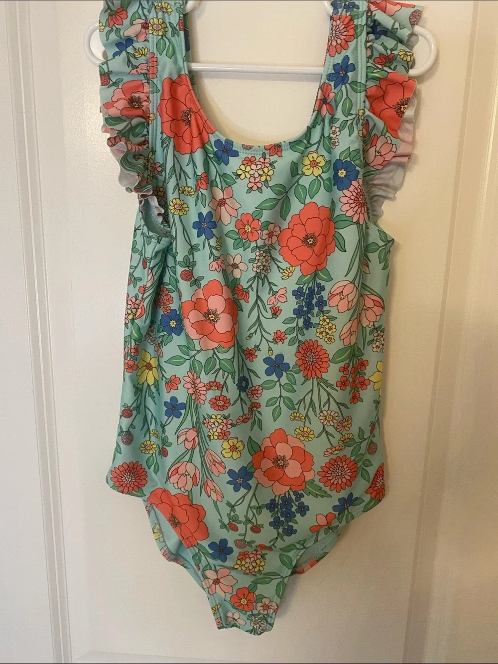 wonder nation Floral Ruffle One-Piece Swimsuit - Aqua & Coral-148